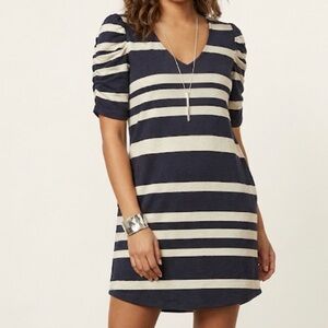 Anthropologie Deletta Navy and Off White Striped Dress